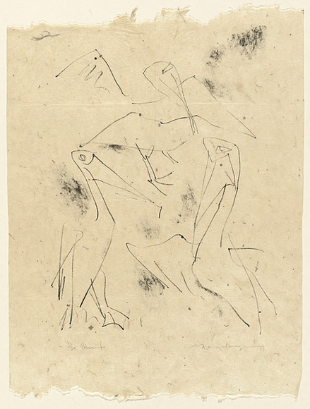 Artist: b'MACQUEEN, Mary' | Title: b'Pelicans' | Date: 1977 | Technique: b'transfer-lithograph, printed in black ink, from one plate' | Copyright: b'Courtesy Paulette Calhoun, for the estate of Mary Macqueen' Artist: b'MACQUEEN, Mary' | Title: b'Pelicans' | Date: 1977 | Technique: b'transfer-lithograph, printed in black ink, from one plate' | Copyright: b'Courtesy Paulette Calhoun, for the estate of Mary Macqueen'