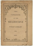 Title: [front cover eucalyptus coriacea] The Catalogue of the Melbourne Public Library for 1861. | Date: 1861 | Technique: woodengraving, printed in black ink, from one block