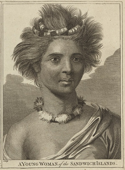 Title: b'A young woman of the Sandwich Islands' | Date: c.1784 | Technique: b'engraving, printed in black ink, from one plate' Title: b'A young woman of the Sandwich Islands' | Date: c.1784 | Technique: b'engraving, printed in black ink, from one plate'