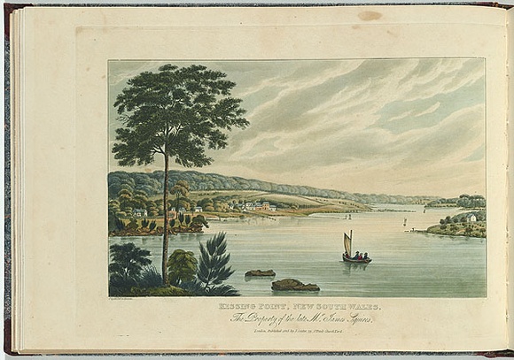 Artist: b'Lycett, Joseph.' | Title: b'Kissing Point, New South Wales, the property of the late Mr James Squires.' | Date: 1825 | Technique: b'etching and aquatint, printed in black ink, from one copper plate; hand-coloured'