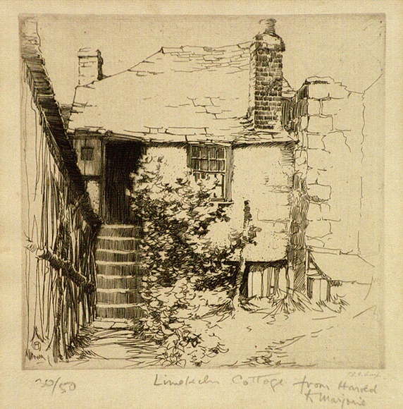 Artist: b'Herbert, Harold.' | Title: b'Lime kiln cottage' | Date: 1923 | Technique: b'etching, aquatint printed in black ink, from one copper plate' Artist: b'Herbert, Harold.' | Title: b'Lime kiln cottage' | Date: 1923 | Technique: b'etching, aquatint printed in black ink, from one copper plate'