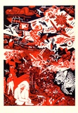 Artist: Brown, Mike. | Title: not titled [human figures, parts of the body, faces, birds, aeroplane, leopard, etc.]. | Date: c.1970 | Technique: screenprint