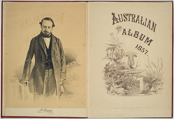Artist: b'Thomas, Edmund.' | Title: b'Frontispiece: M. Hauser.' | Date: 1857 | Technique: b'lithograph, printed in colour, from two stones (black and buff tint)' Artist: b'Thomas, Edmund.' | Title: b'Frontispiece: M. Hauser.' | Date: 1857 | Technique: b'lithograph, printed in colour, from two stones (black and buff tint)'