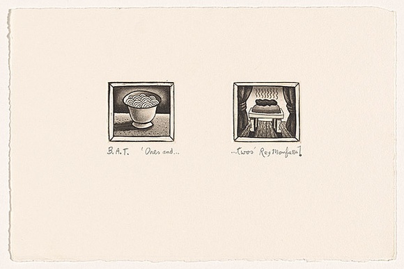 Artist: b'Mombassa, Reg.' | Title: b'Ones and...twos' | Date: 2002 | Technique: b'etching and aquatint, printed in brown ink, from one plate'
