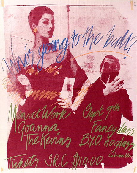 Artist: b'Griffin, Kerri.' | Title: bWho's going to the ball? | Date: (1981) | Technique: b'screenprint, printed in colour, from multiple stencils' Artist: b'Griffin, Kerri.' | Title: bWho's going to the ball? | Date: (1981) | Technique: b'screenprint, printed in colour, from multiple stencils'