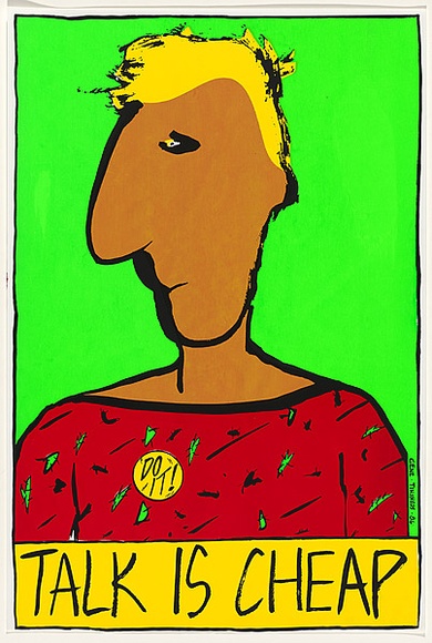 Artist: b'Clarkson, Jean.' | Title: b'Talk is cheap.' | Date: 1984 | Technique: b'screenprint, printed in colour, from four stencils'