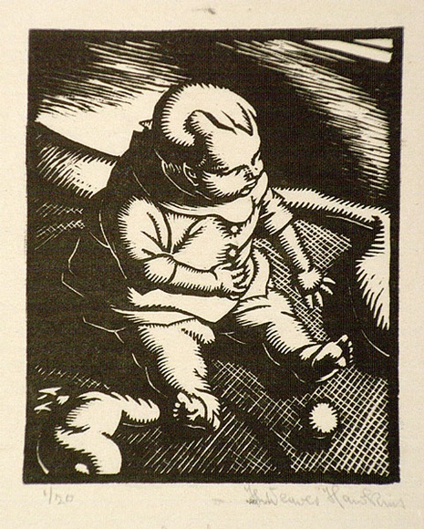 Artist: b'Hawkins, Weaver.' | Title: b'At play' | Date: c.1927 | Technique: b'woodcut, printed in black ink, from one block' | Copyright: b'The Estate of H.F Weaver Hawkins' Artist: b'Hawkins, Weaver.' | Title: b'At play' | Date: c.1927 | Technique: b'woodcut, printed in black ink, from one block' | Copyright: b'The Estate of H.F Weaver Hawkins'