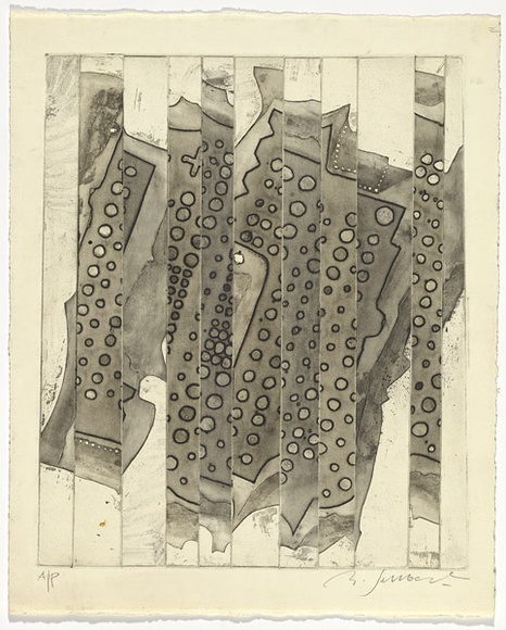 Artist: b'SELLBACH, Udo' | Title: b'(Fragment with circles)' | Date: (1967) | Technique: b'etching and aquatint, printed in black ink, from one plate with plate-tone' Artist: b'SELLBACH, Udo' | Title: b'(Fragment with circles)' | Date: (1967) | Technique: b'etching and aquatint, printed in black ink, from one plate with plate-tone'