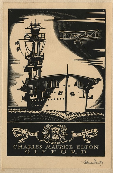 Artist: b'FEINT, Adrian' | Title: b'Bookplate: Charles Maurice Elton Gifford.' | Date: (1933) | Technique: b'wood-engraving, printed in black ink, from one block' | Copyright: b'Courtesy the Estate of Adrian Feint' Artist: b'FEINT, Adrian' | Title: b'Bookplate: Charles Maurice Elton Gifford.' | Date: (1933) | Technique: b'wood-engraving, printed in black ink, from one block' | Copyright: b'Courtesy the Estate of Adrian Feint'