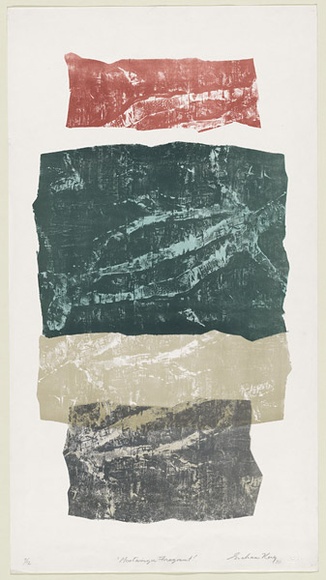 Artist: b'King, Grahame.' | Title: b'Moowingee fragment' | Date: 1976 | Technique: b'lithograph, printed in colour, from four stones [or plates]'