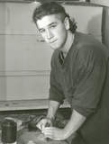Artist: b'Heath, Gregory.' | Title: b'Portrait of Cameron Fraser, Australian printmaker, 1989' | Date: 1989