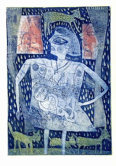 Artist: b'HANRAHAN, Barbara' | Title: bDolly's one true love | Date: 1984 | Technique: b'etching, printed in colour from one plate' Artist: b'HANRAHAN, Barbara' | Title: bDolly's one true love | Date: 1984 | Technique: b'etching, printed in colour from one plate'