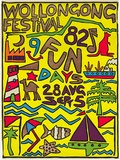 Artist: White, Sheona. | Title: Wollongong festival 82 | Date: 1982, before 28 August | Technique: screenprint, printed in colour, from five stencils