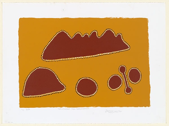 Artist: b'Carlton, Paddy.' | Title: b'Yirrimbirrnga thon borroonoongoo' | Date: 1997, July | Technique: b'screenprint, printed in colour, from multiple stencils' Artist: b'Carlton, Paddy.' | Title: b'Yirrimbirrnga thon borroonoongoo' | Date: 1997, July | Technique: b'screenprint, printed in colour, from multiple stencils'