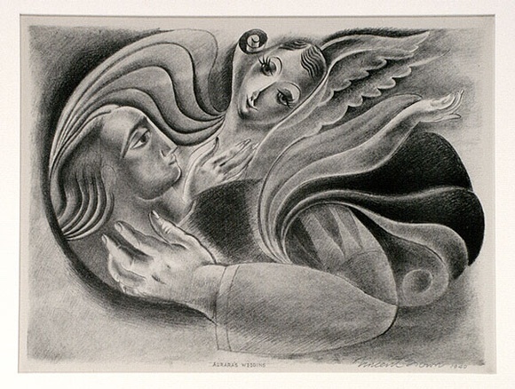 Artist: b'Brown, Vincent.' | Title: bAurora's wedding. | Date: 1940 | Technique: b'chalk-lithograph, printed in black ink, from one aluminium plate' Artist: b'Brown, Vincent.' | Title: bAurora's wedding. | Date: 1940 | Technique: b'chalk-lithograph, printed in black ink, from one aluminium plate'