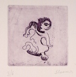 Artist: b'Shearer, Mitzi.' | Title: b'Indian dancer' | Date: 1982 | Technique: b'etching, printed in claret with plate-tone, from one  plate'