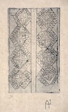 Artist: b'Wahdu Saietow.' | Title: bMen's keep good health motifs for embroidered back-patch | Date: 1991 | Technique: b'etching, printed in blue ink, from one plate'