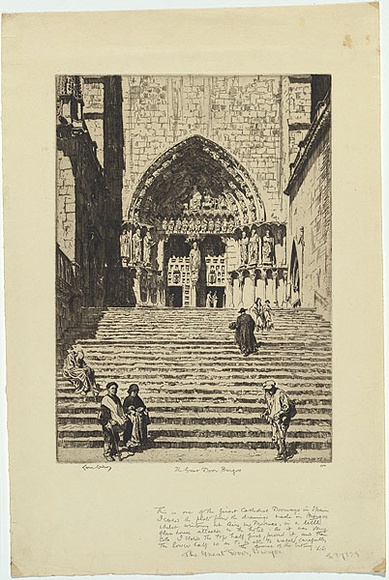 Artist: b'LINDSAY, Lionel' | Title: b'The Great Door, Burgos' | Date: 1929 | Technique: b'etching, printed in warm black ink, from one copper plate' | Copyright: b'Courtesy of the National Library of Australia' Artist: b'LINDSAY, Lionel' | Title: b'The Great Door, Burgos' | Date: 1929 | Technique: b'etching, printed in warm black ink, from one copper plate' | Copyright: b'Courtesy of the National Library of Australia'