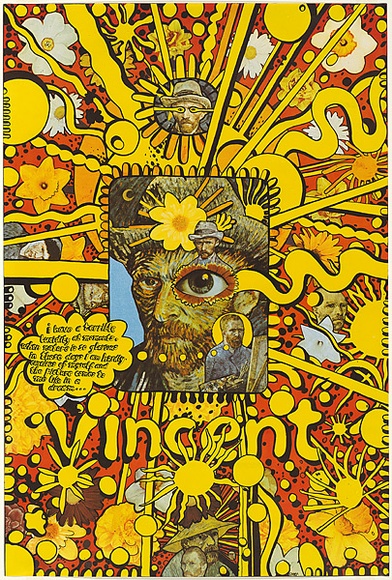 Artist: b'Sharp, Martin.' | Title: b'Vincent' | Date: 1968 | Technique: b'screenprint, printed in colour, from multiple stencils' Artist: b'Sharp, Martin.' | Title: b'Vincent' | Date: 1968 | Technique: b'screenprint, printed in colour, from multiple stencils'