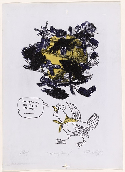 Artist: b'GRIFFITH, Pamela' | Title: b'Henny Penny' | Date: 1978 | Technique: b'lithograph, printed in colour, from three plates' | Copyright: b'\xc2\xa9 Pamela Griffith' Artist: b'GRIFFITH, Pamela' | Title: b'Henny Penny' | Date: 1978 | Technique: b'lithograph, printed in colour, from three plates' | Copyright: b'\xc2\xa9 Pamela Griffith'