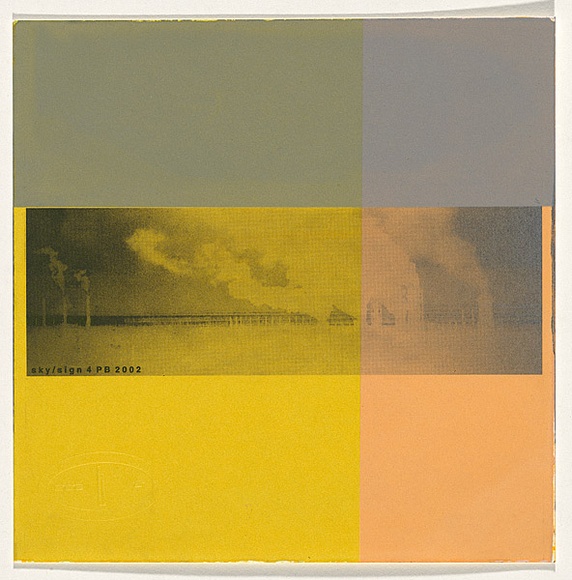 Artist: b'Bovell, Penny.' | Title: b'Project 7: sky/sign #4.' | Date: 2000 | Technique: b'screenprint, printed in colour using photopoymer inks, from photo-stencil and hand-cut stencils' Artist: b'Bovell, Penny.' | Title: b'Project 7: sky/sign #4.' | Date: 2000 | Technique: b'screenprint, printed in colour using photopoymer inks, from photo-stencil and hand-cut stencils'