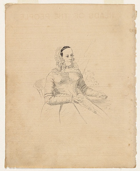 Artist: b'Nicholas, William.' | Title: b'The wife (Mrs William Baker).' | Date: 1847 | Technique: b'pen-lithograph, printed in black ink, from one zinc plate' Artist: b'Nicholas, William.' | Title: b'The wife (Mrs William Baker).' | Date: 1847 | Technique: b'pen-lithograph, printed in black ink, from one zinc plate'