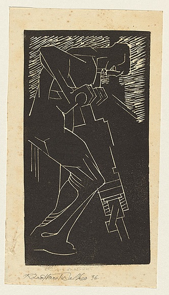 Artist: b'Walker, Ralph Trafford.' | Title: b'(Man with a jack hammer I)' | Date: 1936 | Technique: b'linocut, printed in black ink, from one block' Artist: b'Walker, Ralph Trafford.' | Title: b'(Man with a jack hammer I)' | Date: 1936 | Technique: b'linocut, printed in black ink, from one block'