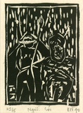 Artist: Nguyen, Tuyet Bach. | Title: Nguoi soi [Savage] | Date: 1990 | Technique: linocut, printed in black ink, from one block