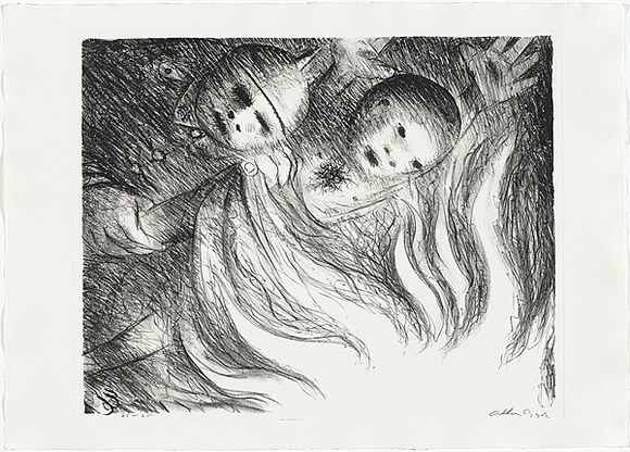 Artist: b'BOYD, Arthur' | Title: b'The ordeal by fire.' | Date: (1965) | Technique: b'lithograph, printed in black ink, from one plate' | Copyright: b'Reproduced with permission of Bundanon Trust' Artist: b'BOYD, Arthur' | Title: b'The ordeal by fire.' | Date: (1965) | Technique: b'lithograph, printed in black ink, from one plate' | Copyright: b'Reproduced with permission of Bundanon Trust'