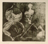 Artist: SHEARER, Mitzi | Title: Double image | Date: 1980 | Technique: etching, printed in black ink, from one  plate