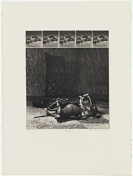 Artist: b'MADDOCK, Bea' | Title: b'Caliper' | Date: 1974 | Technique: b'photo-etching and aquatint, printed in black ink, from six plates' Artist: b'MADDOCK, Bea' | Title: b'Caliper' | Date: 1974 | Technique: b'photo-etching and aquatint, printed in black ink, from six plates'