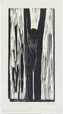 Artist: MADDOCK, Bea | Title: Figure reaching upwards | Date: 27 August 1963 | Technique: woodcut, printed in black ink by hand-burnishing, from one plywood block