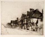 Artist: LONG, Sydney | Title: Old houses, Chiddingstone | Date: 1919 | Technique: line-etching and aquatint, printed in brown ink, from one copper plate | Copyright: Reproduced with the kind permission of the Ophthalmic Research Institute of Australia