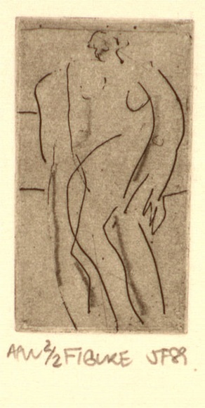 Artist: b'Furlonger, Joe.' | Title: b'Figure - small' | Date: 1992 | Technique: b'etching, printed in black ink, from one plate' Artist: b'Furlonger, Joe.' | Title: b'Figure - small' | Date: 1992 | Technique: b'etching, printed in black ink, from one plate'