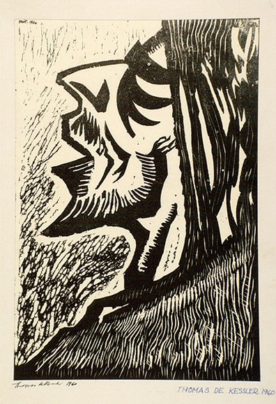 Artist: b'de Kesler, Thomas.' | Title: b'Head of Christ.' | Date: 1962 | Technique: b'linocut, printed in black ink, from one block' | Copyright: b'\xc2\xa9 Thomas de Kessler' Artist: b'de Kesler, Thomas.' | Title: b'Head of Christ.' | Date: 1962 | Technique: b'linocut, printed in black ink, from one block' | Copyright: b'\xc2\xa9 Thomas de Kessler'