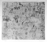 Artist: b'Shearer, Mitzi.' | Title: b'Bulliwutzies I' | Date: 1980 | Technique: b'etching, printed in black ink, from one  plate'