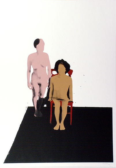 Artist: b'SHOMALY, Alberr' | Title: b'Two people in a room' | Date: 1971 | Technique: b'screenprint, printed in colour, from multiple stencils' Artist: b'SHOMALY, Alberr' | Title: b'Two people in a room' | Date: 1971 | Technique: b'screenprint, printed in colour, from multiple stencils'