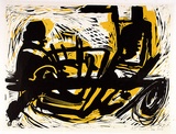 Artist: Kubbos, Eva. | Title: Shifting from dark to light | Date: 1962 | Technique: linocut, printed in colour, from mutliple blocks