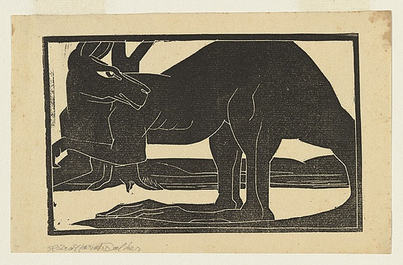 Artist: b'Walker, Ralph Trafford.' | Title: b'(Kangaroo)' | Date: c.1937 | Technique: b'linocut, printed in black ink, from one block' Artist: b'Walker, Ralph Trafford.' | Title: b'(Kangaroo)' | Date: c.1937 | Technique: b'linocut, printed in black ink, from one block'