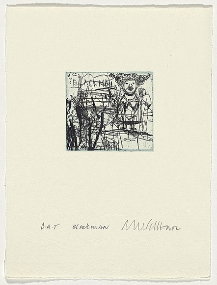 Artist: b'Cullen, Adam.' | Title: b'Blackman' | Date: 2002 | Technique: b'etching, printed in blue/black ink, from one plate'