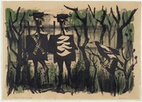 Artist: Tucker, Albert. | Title: Gippsland explorers | Date: 1963 | Technique: lithograph, printed in colour, from three zinc plates | Copyright: © Barbara Tucker courtesy Barbara Tucker