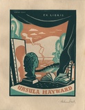 Artist: b'FEINT, Adrian' | Title: b'Bookplate: Ursula Hayward.' | Date: (1937) | Technique: b'wood-engraving, printed in colour, from three blocks in pink, and light and dark green inks' | Copyright: b'Courtesy the Estate of Adrian Feint'