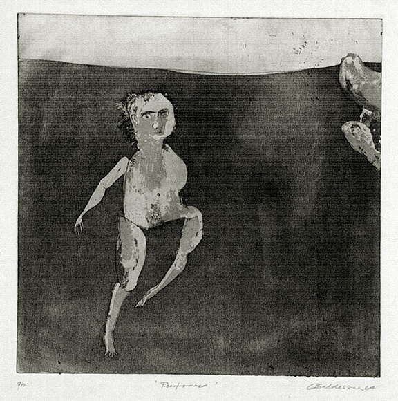Artist: BALDESSIN, George | Title: Performer. | Date: 1964 | Technique: etching, aquatint and burnishing, printed in black ink, from one plate