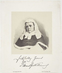 Title: not titled [Justice Edward WIlliams] | Date: 1859 | Technique: lithograph, printed in colour, from multiple stones (black image, buff tint stone)