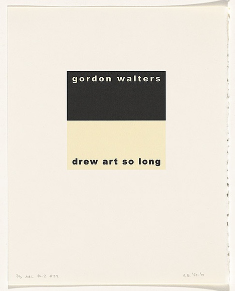 Artist: b'Burgess, Peter.' | Title: b'gordon walters: drew art so long.' | Date: 2001 | Technique: b'computer generated inkjet prints, printed in colour, from digital file' Artist: b'Burgess, Peter.' | Title: b'gordon walters: drew art so long.' | Date: 2001 | Technique: b'computer generated inkjet prints, printed in colour, from digital file'
