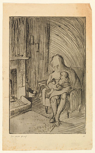 Artist: b'EWINS, Rod' | Title: b'(Feeding).' | Date: 1965 | Technique: b'etching, printed in black ink, from one magnesium plate' Artist: b'EWINS, Rod' | Title: b'(Feeding).' | Date: 1965 | Technique: b'etching, printed in black ink, from one magnesium plate'