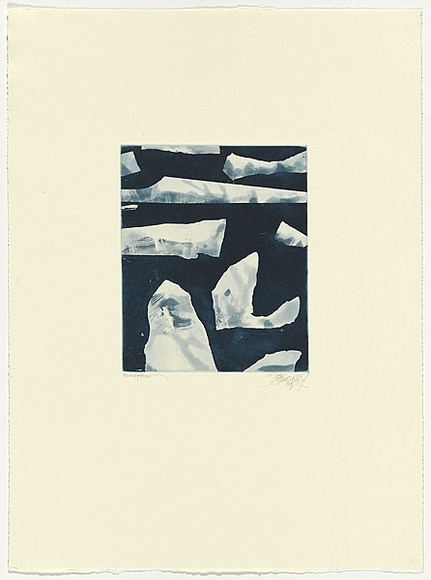 Artist: b'SCHMEISSER, Jorg' | Title: b'Moving and tall' | Date: 2003 | Technique: b'etching, printed in blue/black ink, from one plate' | Copyright: b'\xc2\xa9 J\xc3\xb6rg Schmeisser' Artist: b'SCHMEISSER, Jorg' | Title: b'Moving and tall' | Date: 2003 | Technique: b'etching, printed in blue/black ink, from one plate' | Copyright: b'\xc2\xa9 J\xc3\xb6rg Schmeisser'