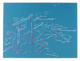 Artist: b'COLEING, Tony' | Title: bIdea for 'to do with blue' sculpture [2]. | Date: 1975 | Technique: b'screenprint, printed in colour, from two stencils in blue and pink ink'