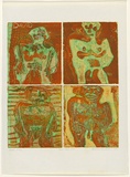 Artist: HANRAHAN, Barbara | Title: Four little men | Date: 1964 | Technique: etching, printed in colour, from four copper plates