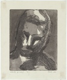 Artist: MADDOCK, Bea | Title: Head study II | Date: May 1961 | Technique: etching and sugar-aquatint, printed in black ink, from one copper plate